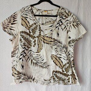 C&C CALIFORNIA 100% Linen Tropical Print Top Womens Plus Beachy Boho Size 2X